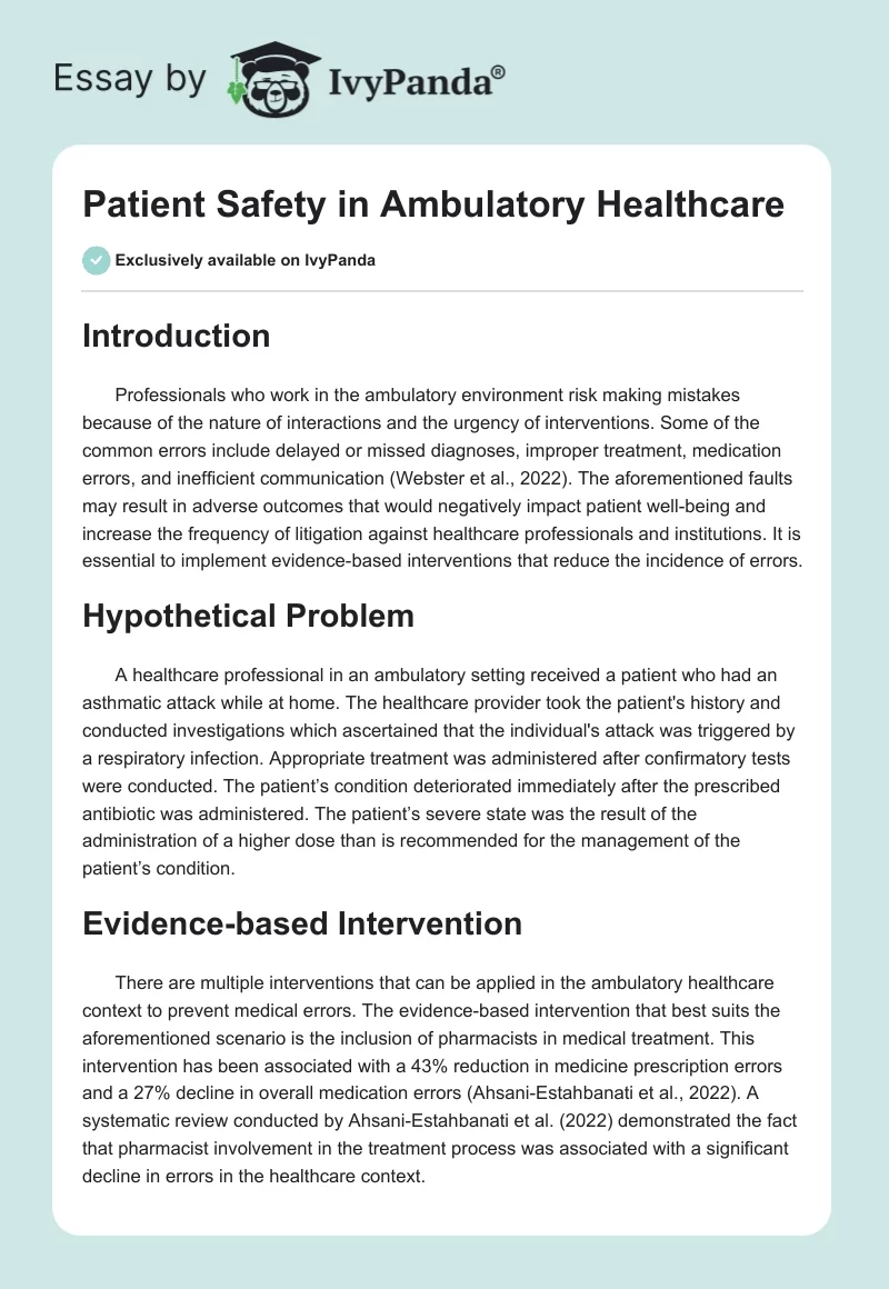 Patient Safety in Ambulatory Healthcare. Page 1