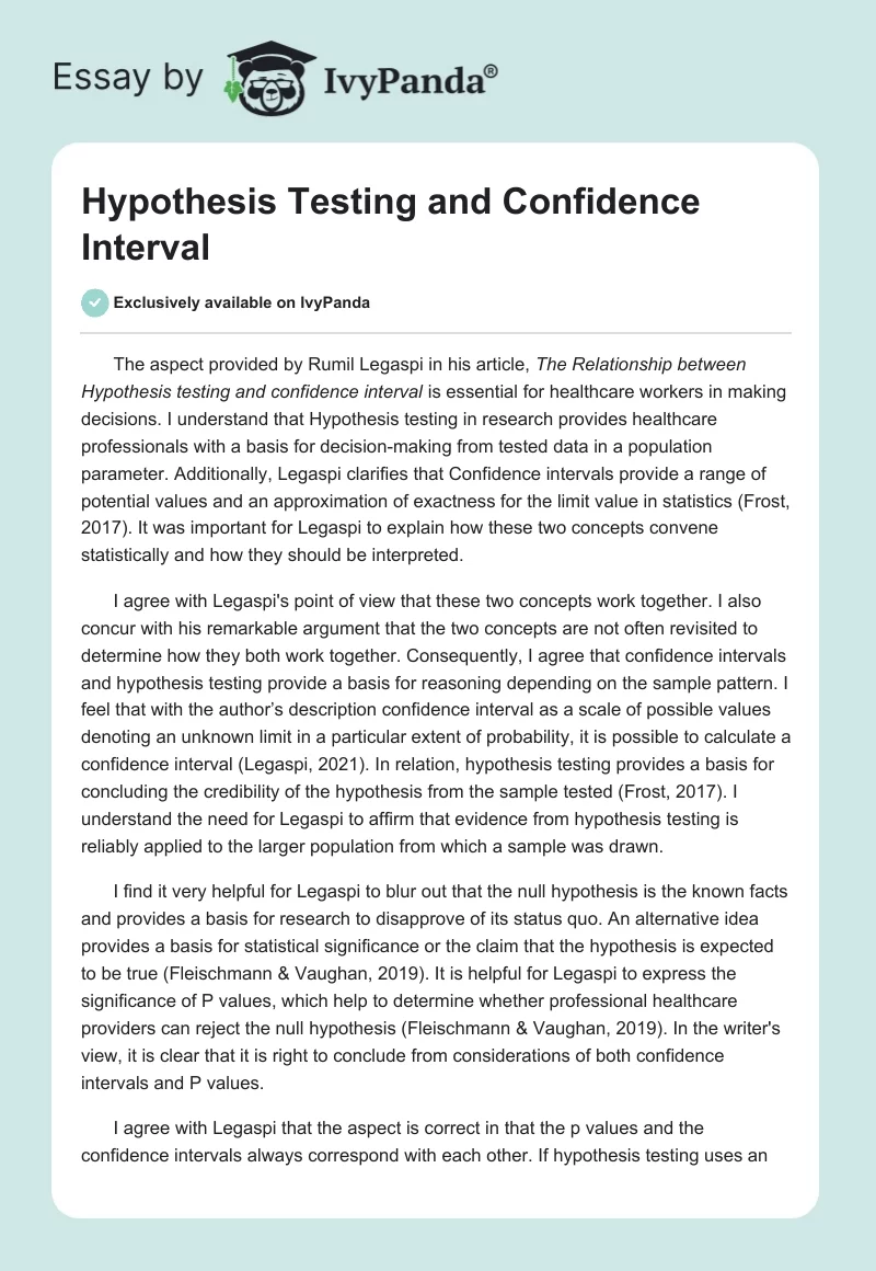 Hypothesis Testing and Confidence Interval. Page 1