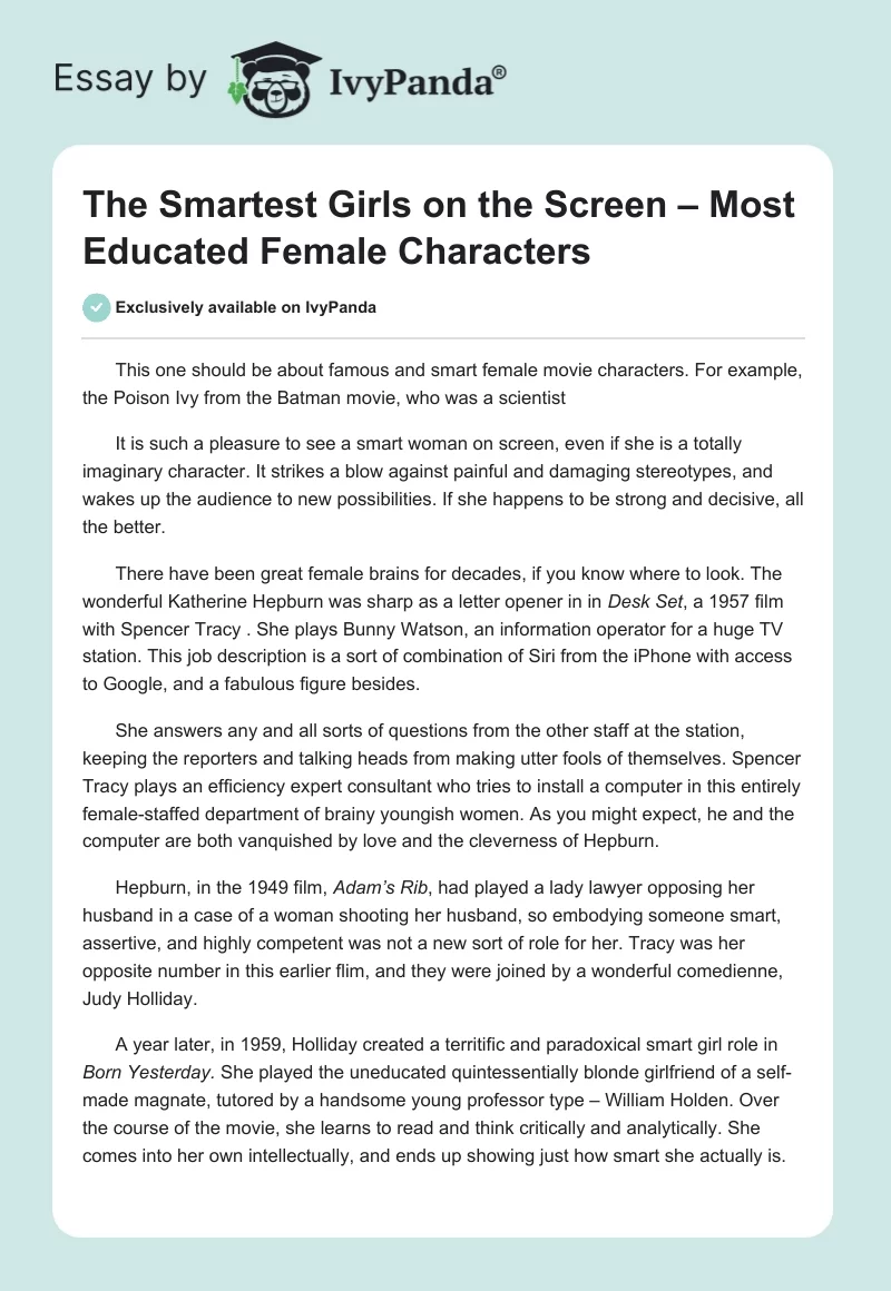 The Smartest Girls on the Screen – Most Educated Female Characters. Page 1