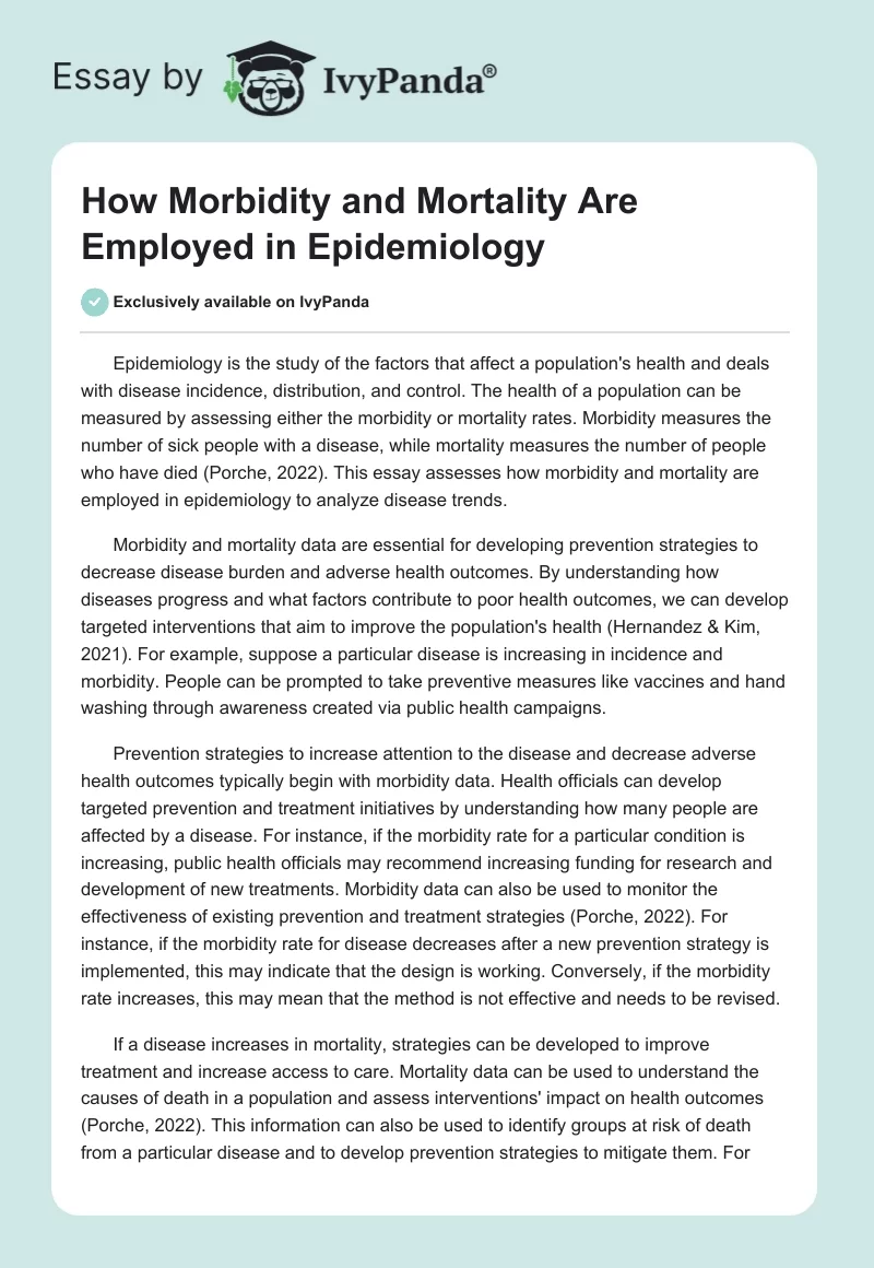 How Morbidity and Mortality Are Employed in Epidemiology. Page 1