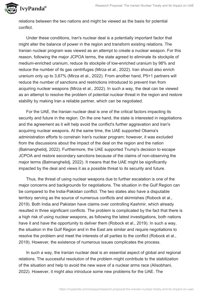 Research Proposal: The Iranian Nuclear Treaty and Its Impact on UAE. Page 3