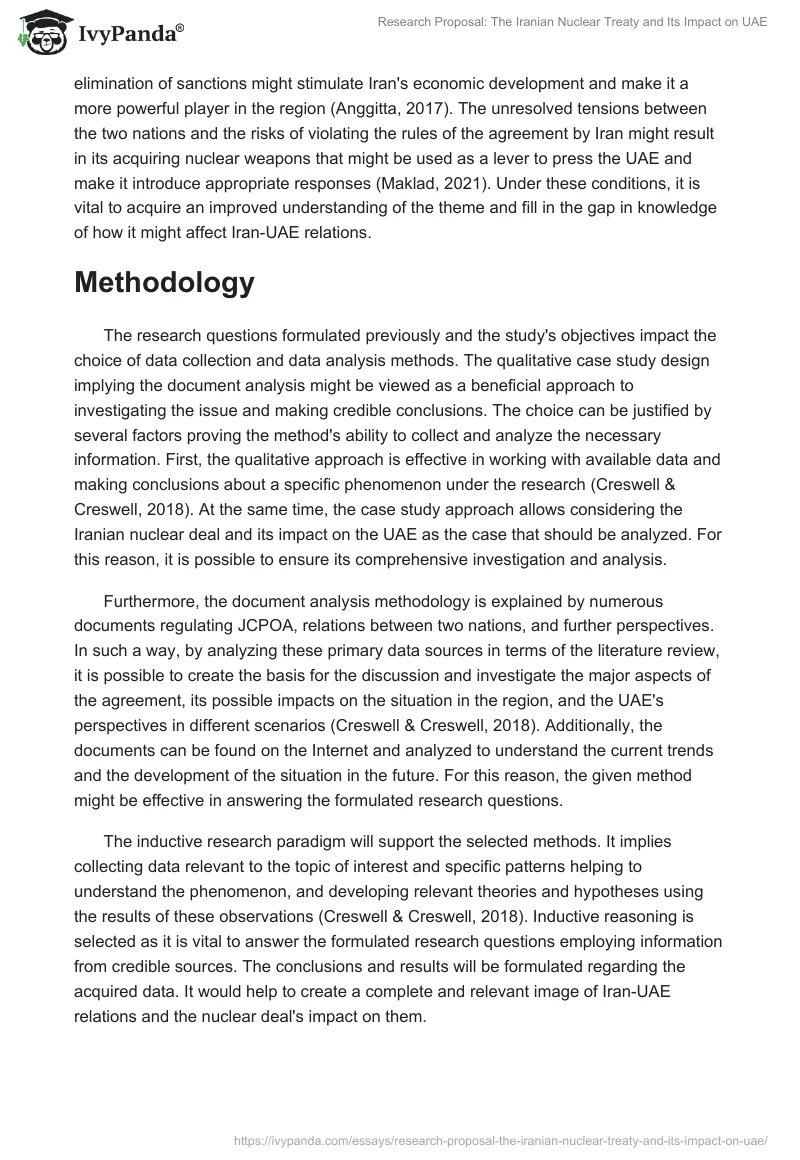 Research Proposal: The Iranian Nuclear Treaty and Its Impact on UAE. Page 4
