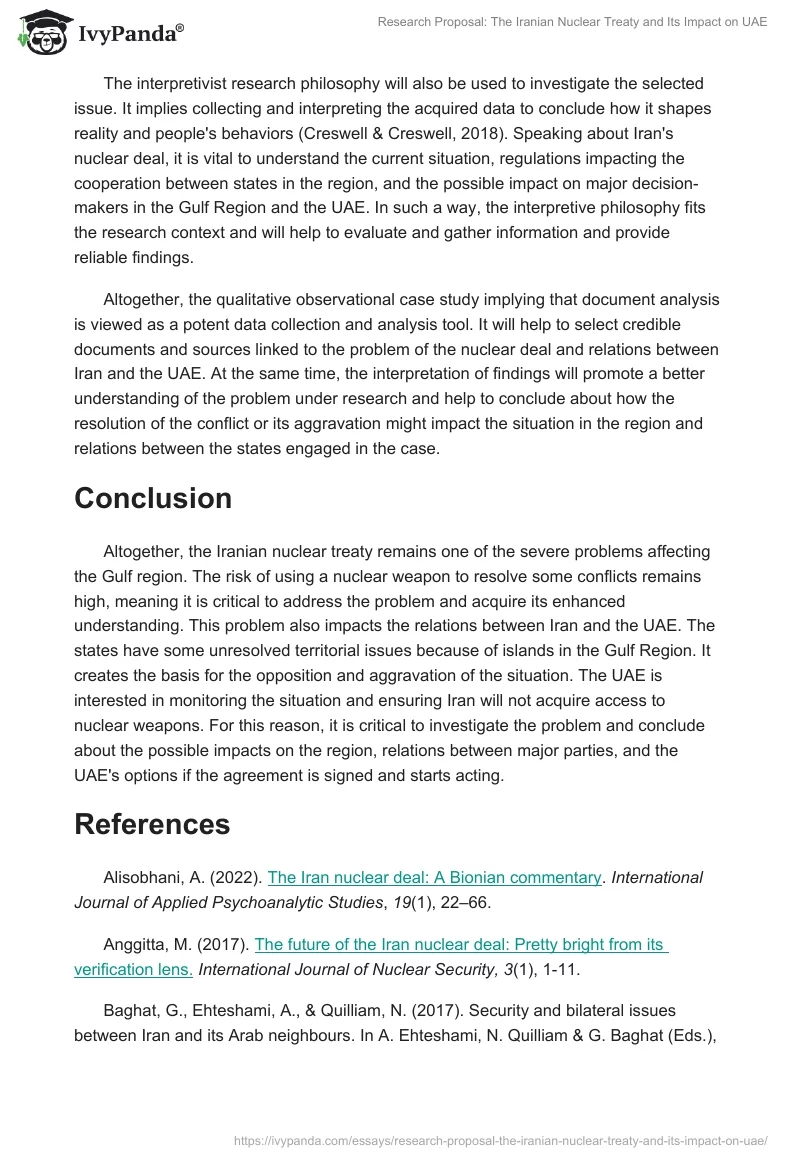 Research Proposal: The Iranian Nuclear Treaty and Its Impact on UAE. Page 5