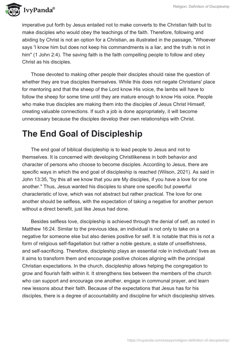 Religion: Definition of Discipleship. Page 2