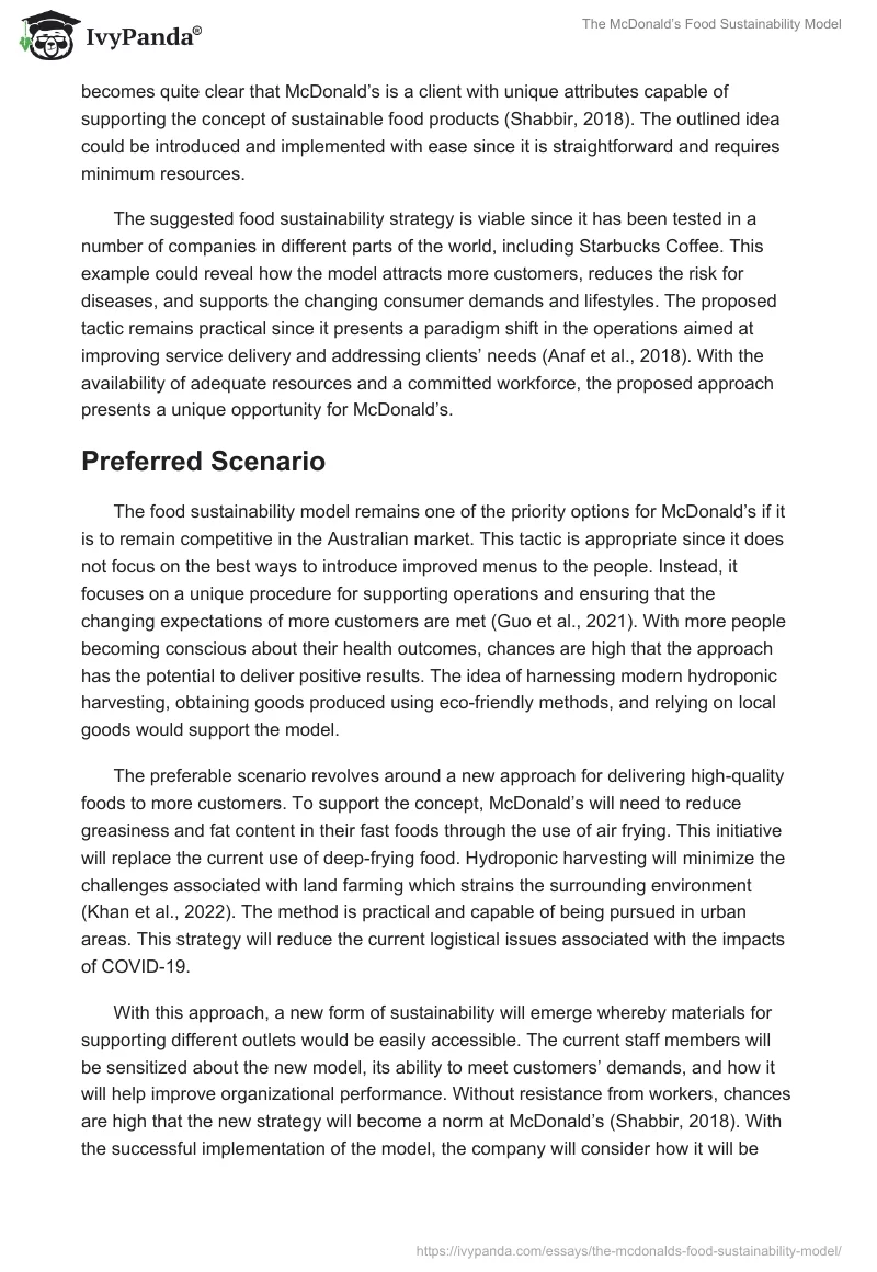The McDonald’s Food Sustainability Model. Page 2