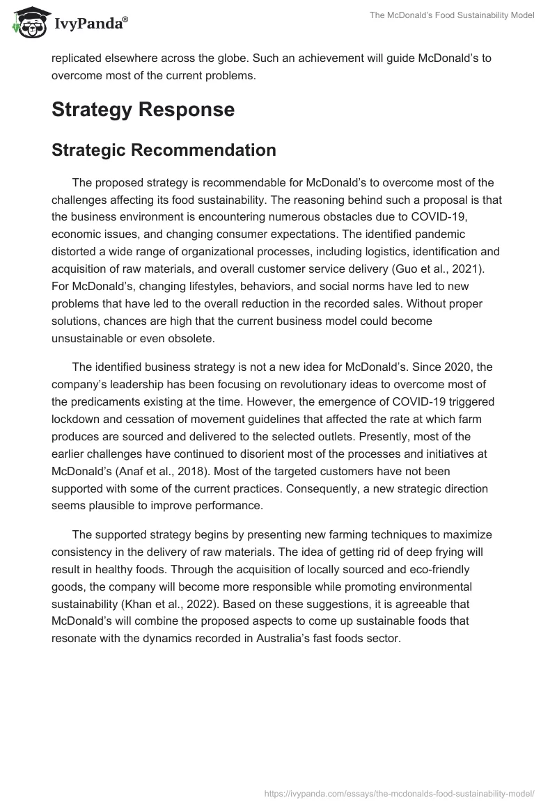 The McDonald’s Food Sustainability Model. Page 3