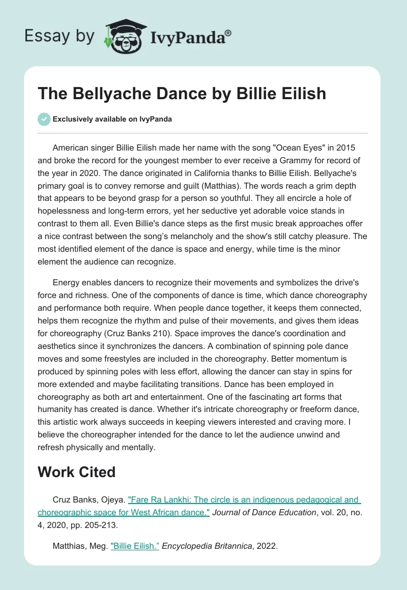 The "Bellyache" Dance by Billie Eilish. Page 1