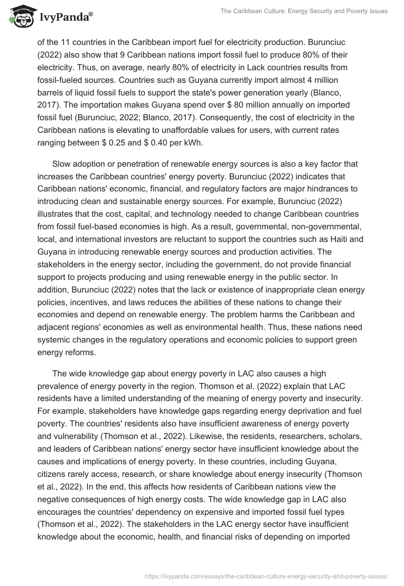 The Caribbean Culture: Energy Security and Poverty Issues. Page 2
