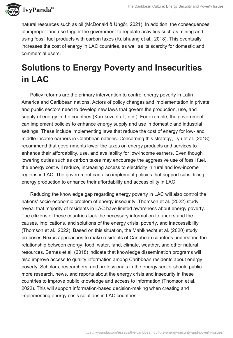 The Caribbean Culture: Energy Security and Poverty Issues. Page 4
