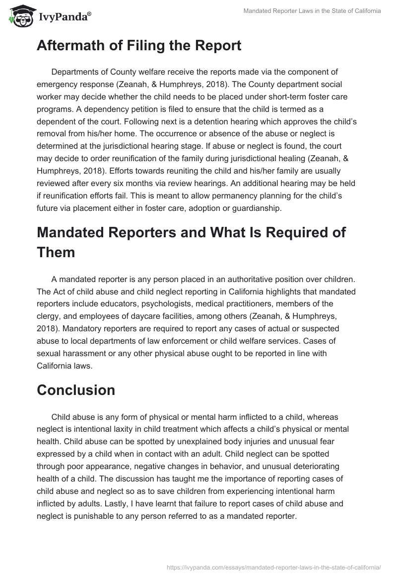 Mandated Reporter Laws in the State of California. Page 2