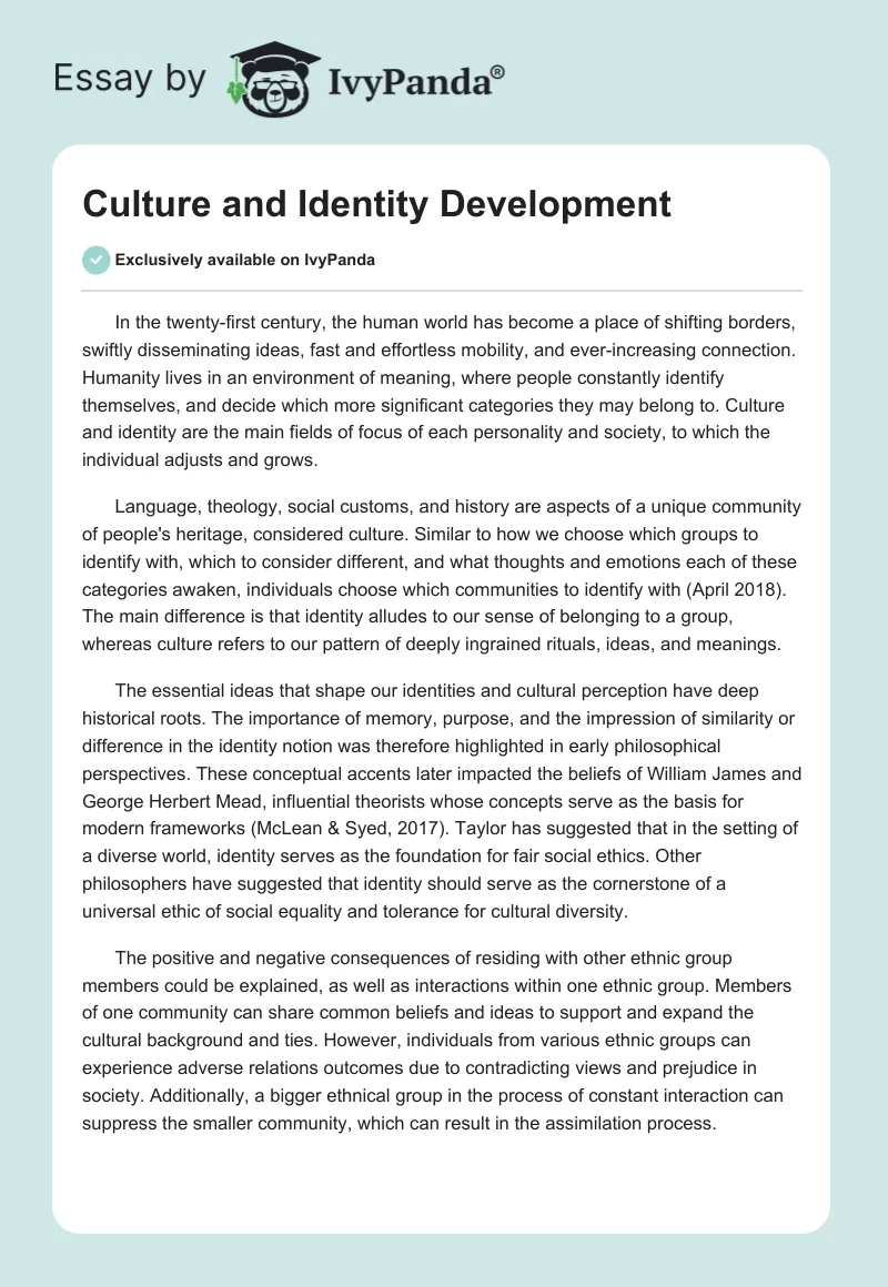 Culture and Identity Development. Page 1