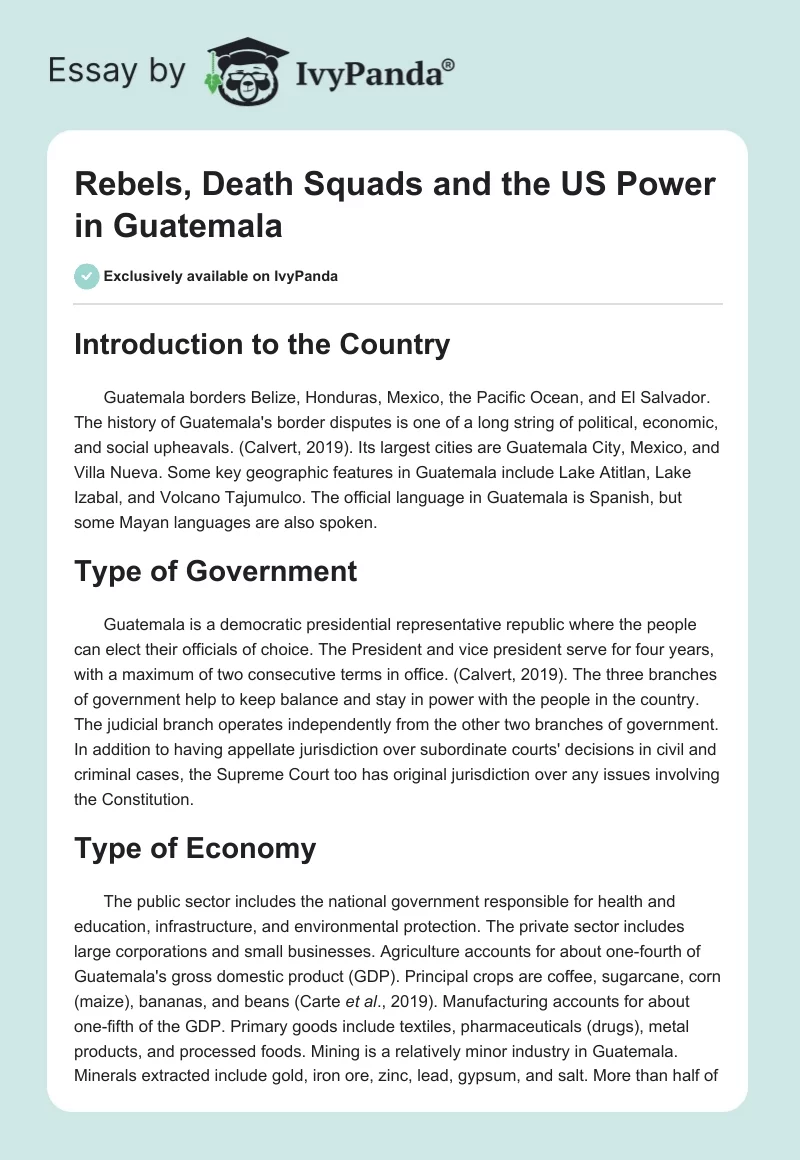 Rebels, Death Squads and the US Power in Guatemala. Page 1