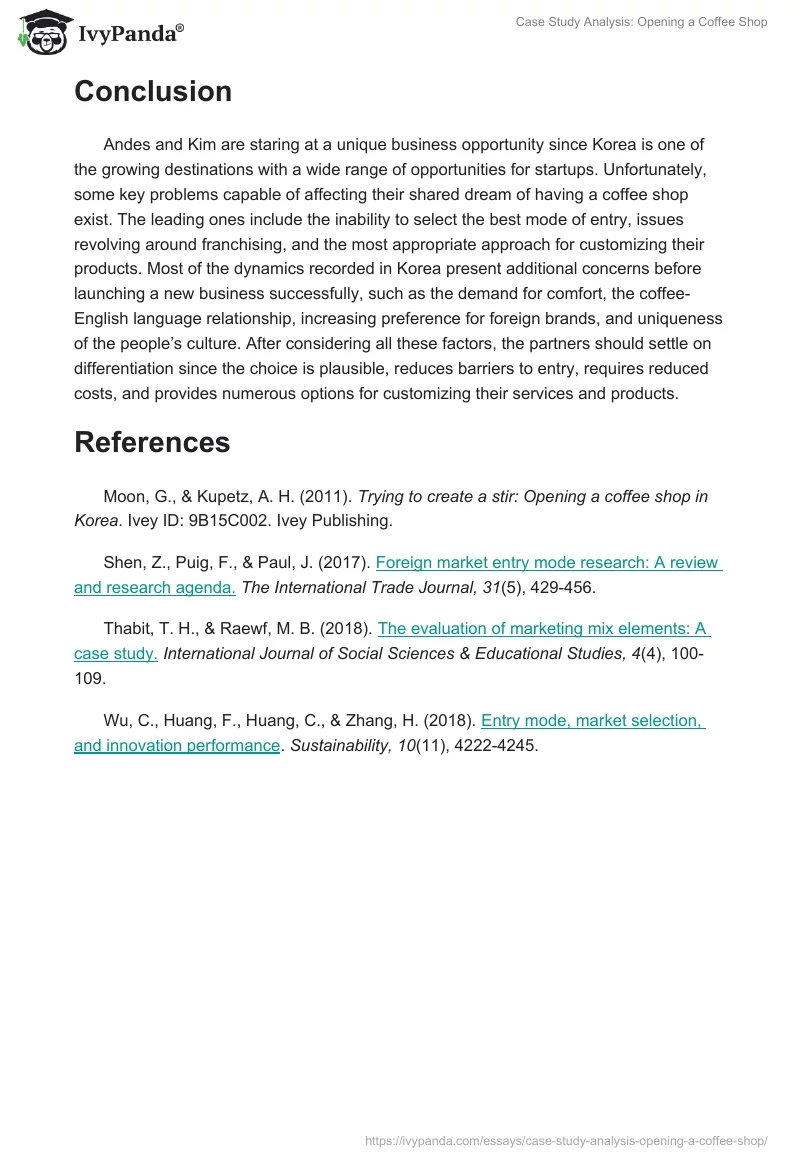 Case Study Analysis: Opening a Coffee Shop. Page 5