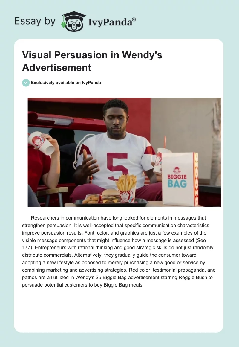 Visual Persuasion in Wendy's Advertisement. Page 1