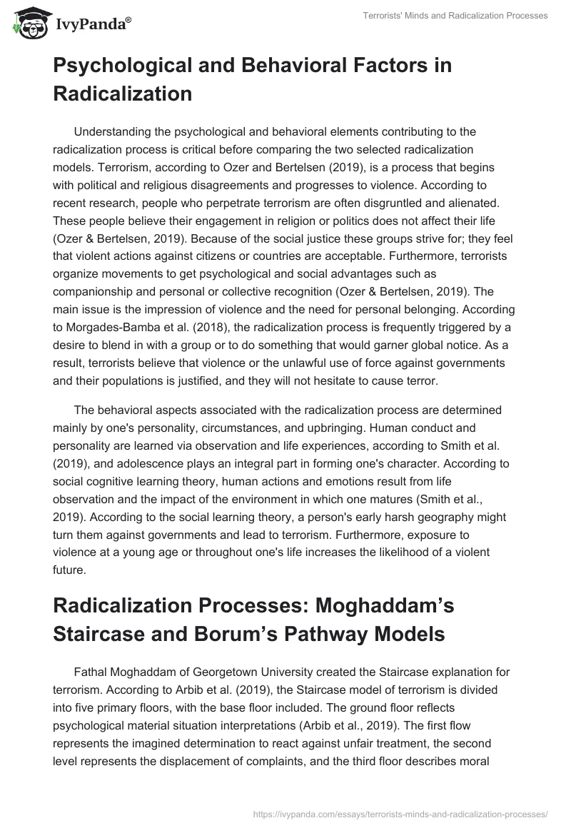 Terrorists' Minds and Radicalization Processes. Page 2