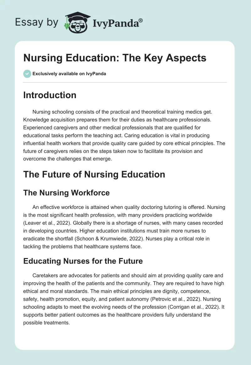 Nursing Education: The Key Aspects. Page 1