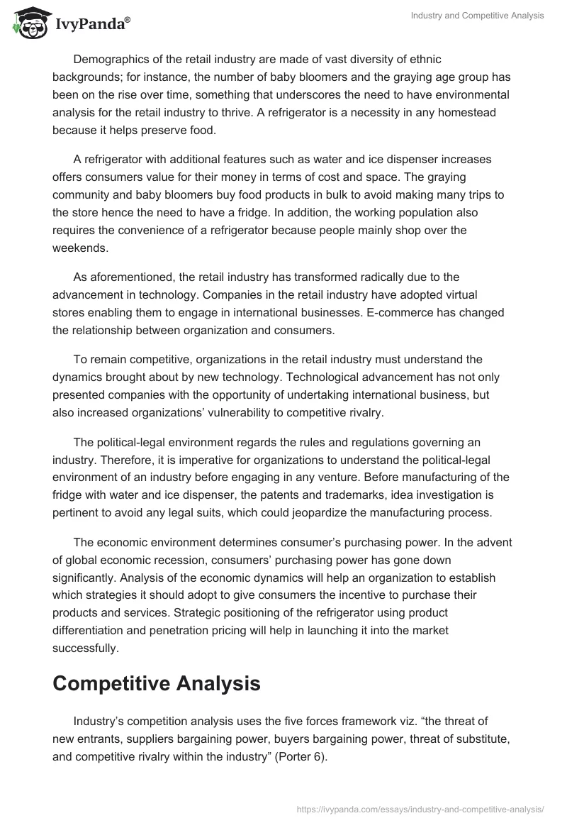 Industry and Competitive Analysis. Page 3