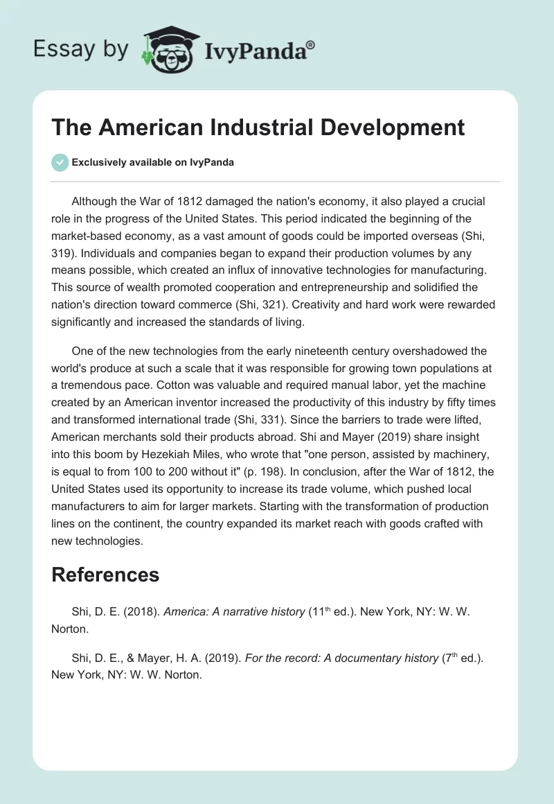 The American Industrial Development. Page 1