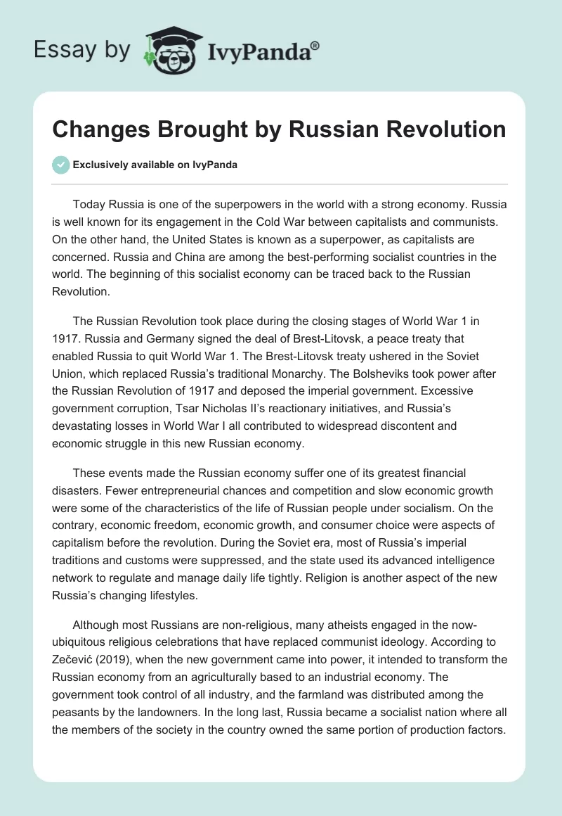 Changes Brought by Russian Revolution. Page 1