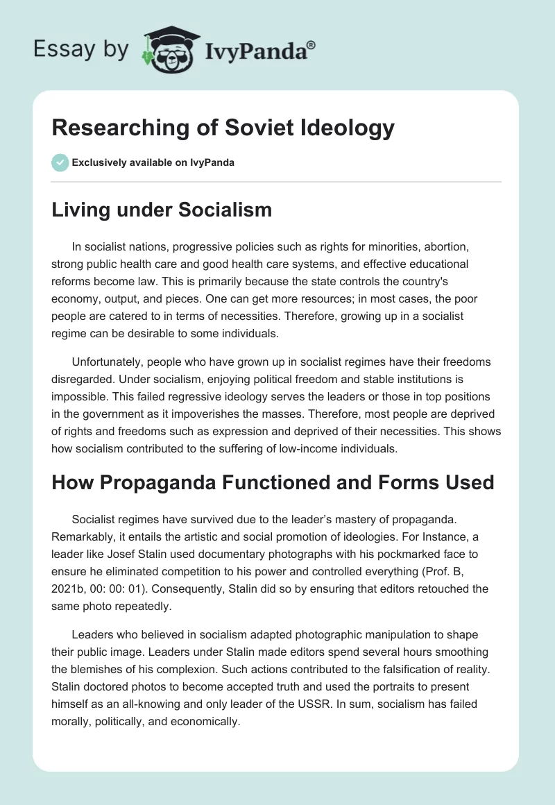 Researching of Soviet Ideology. Page 1