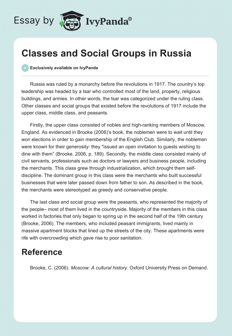 Classes and Social Groups in Russia. Page 1