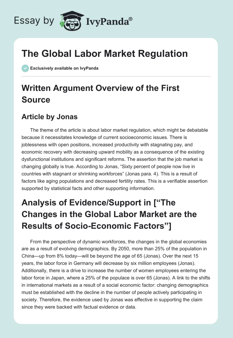 The Global Labor Market Regulation. Page 1