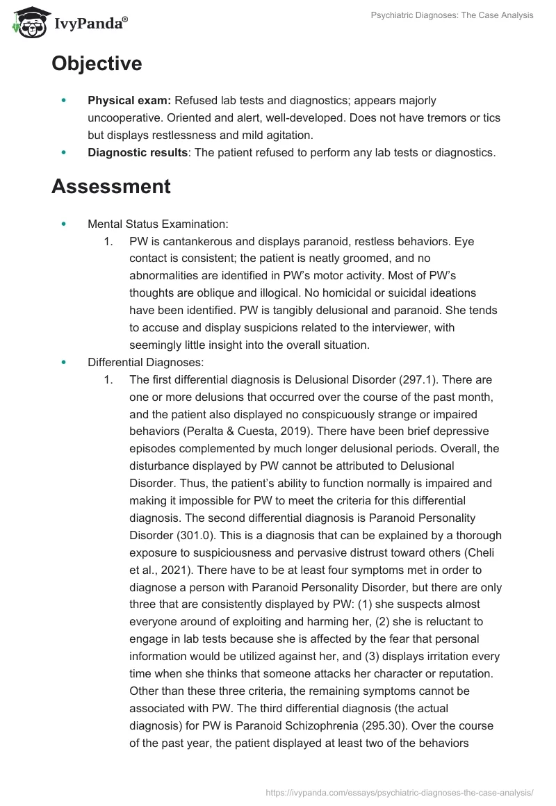 Psychiatric Diagnoses: The Case Analysis. Page 3