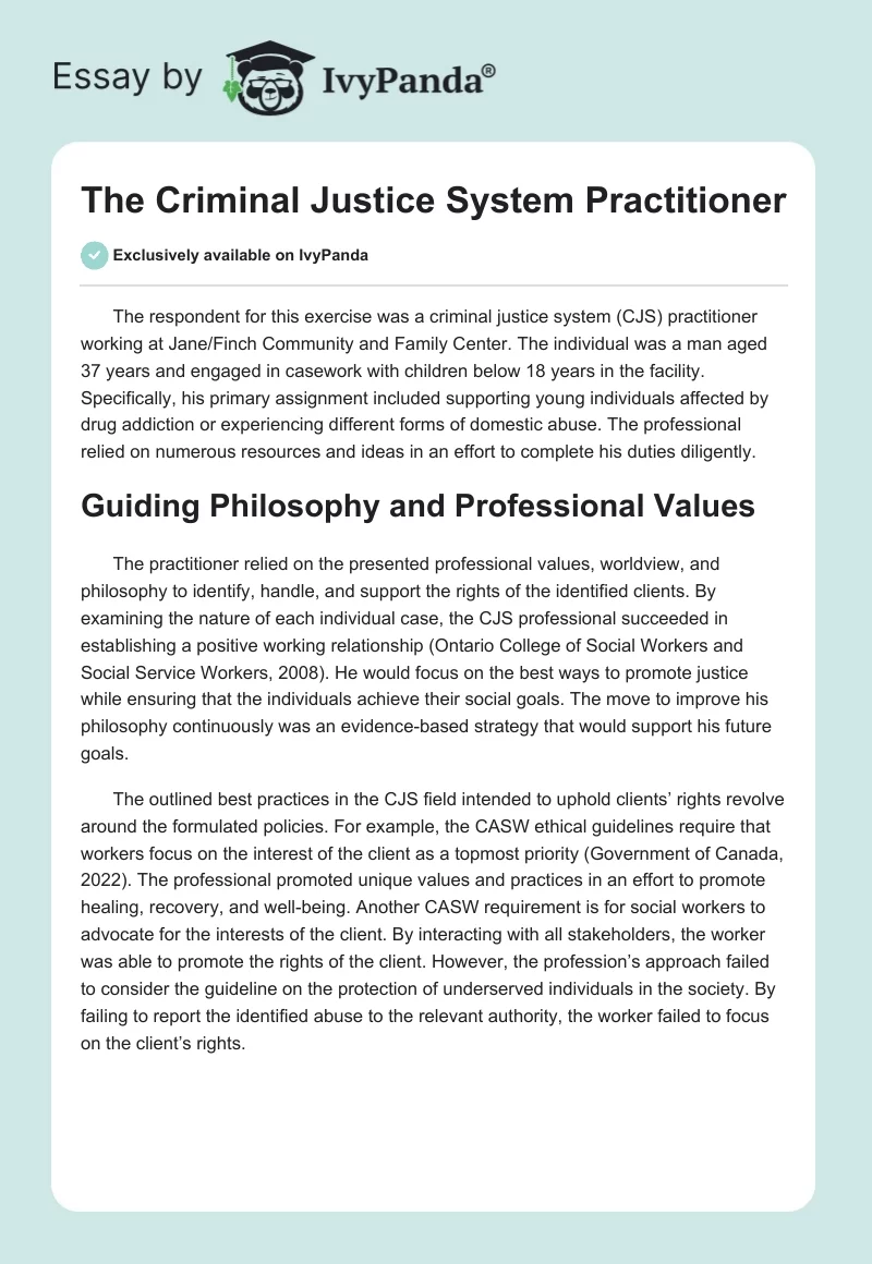The Criminal Justice System Practitioner. Page 1