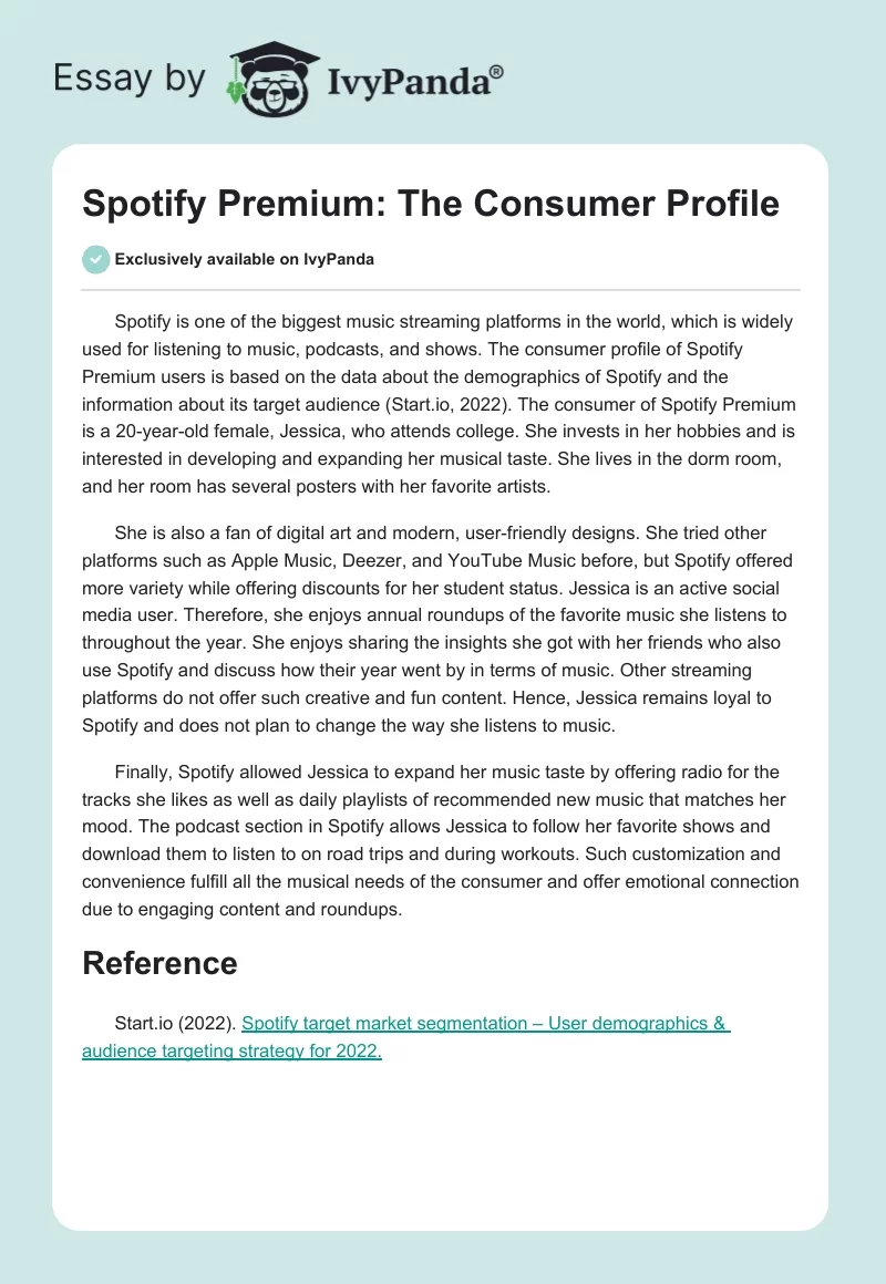 Spotify Premium: The Consumer Profile. Page 1