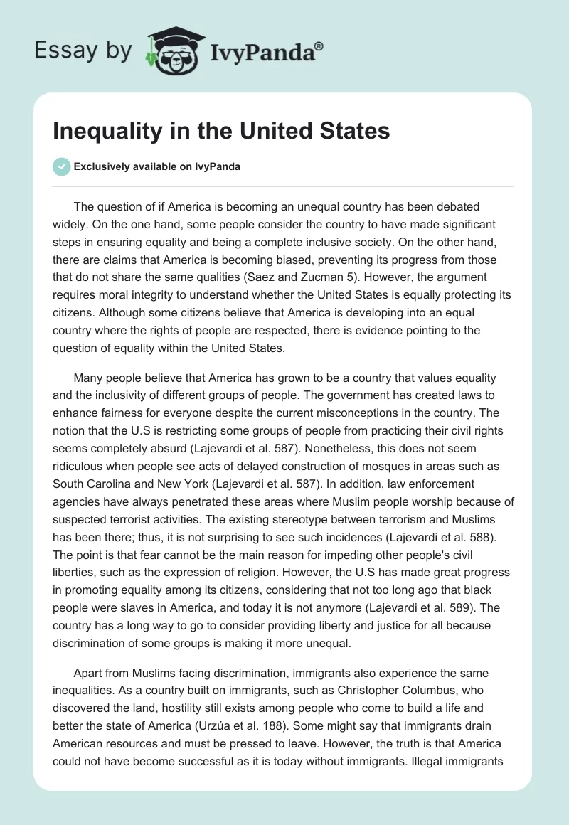 Inequality in the United States. Page 1