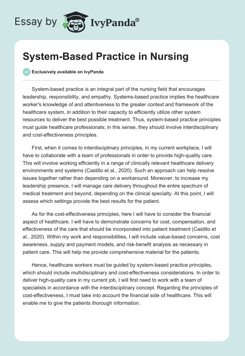 System-Based Practice in Nursing. Page 1