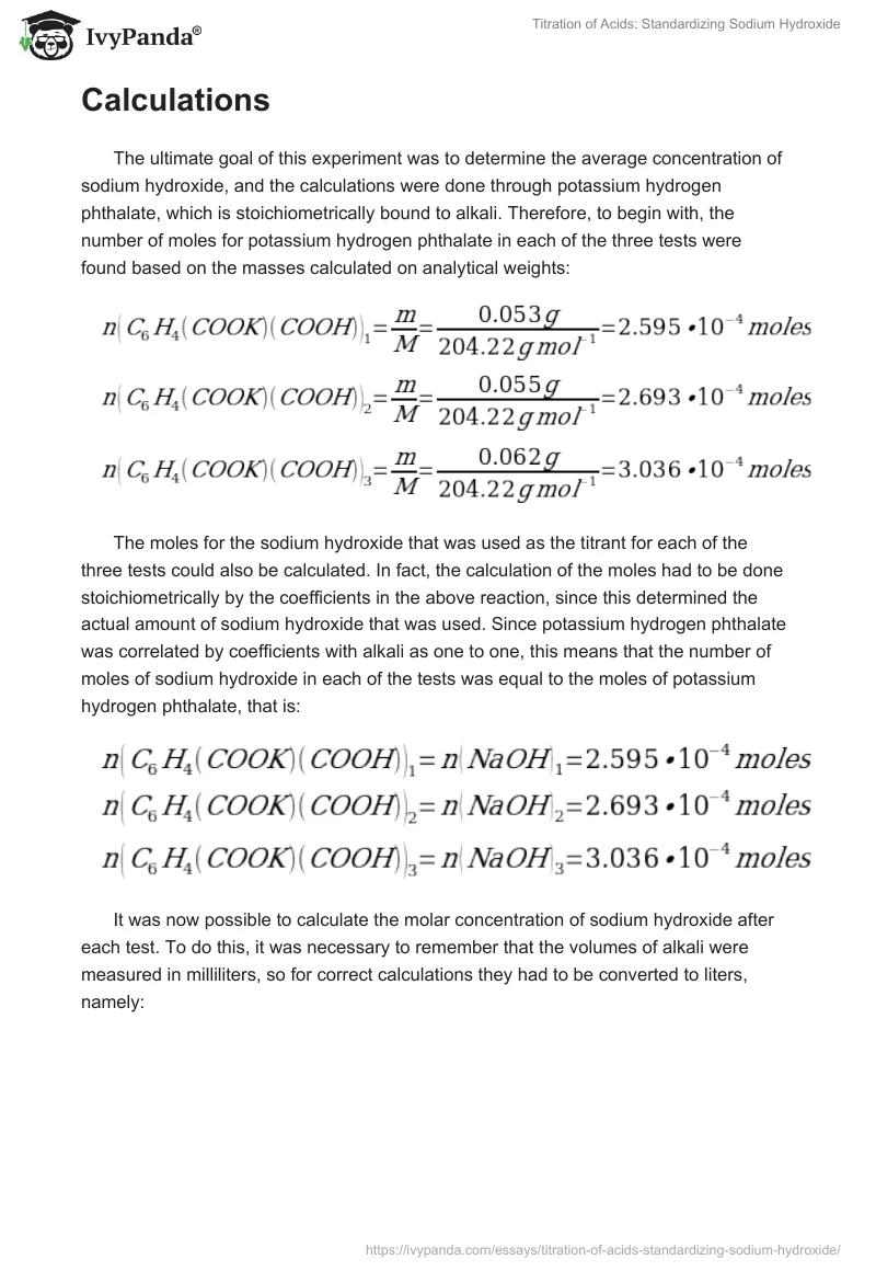 Titration of Acids: Standardizing Sodium Hydroxide. Page 2