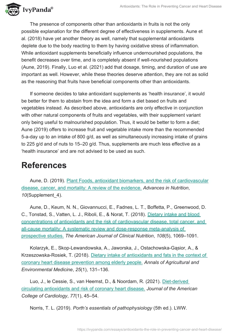 Antioxidants: The Role in Preventing Cancer and Heart Disease. Page 2