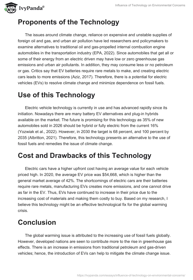 Influence of Technology on Environmental Concerns. Page 2