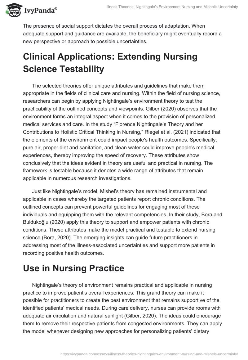 Illness Theories: Nightingale's Environment Nursing and Mishel's Uncertainty. Page 4