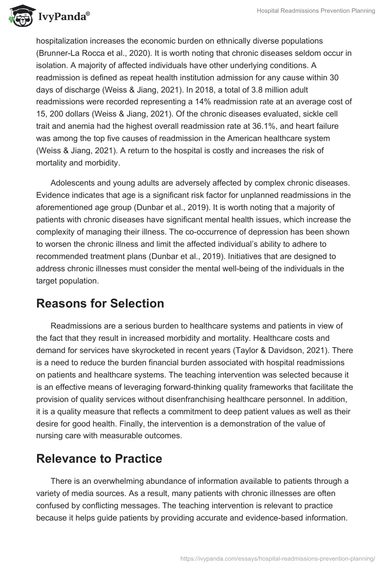 Hospital Readmissions Prevention Planning. Page 2