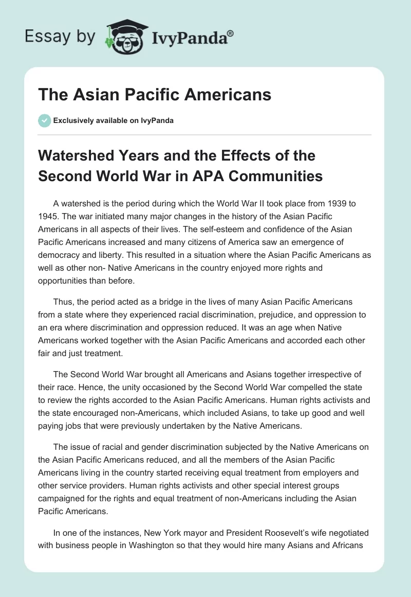 The Asian Pacific Americans. Page 1