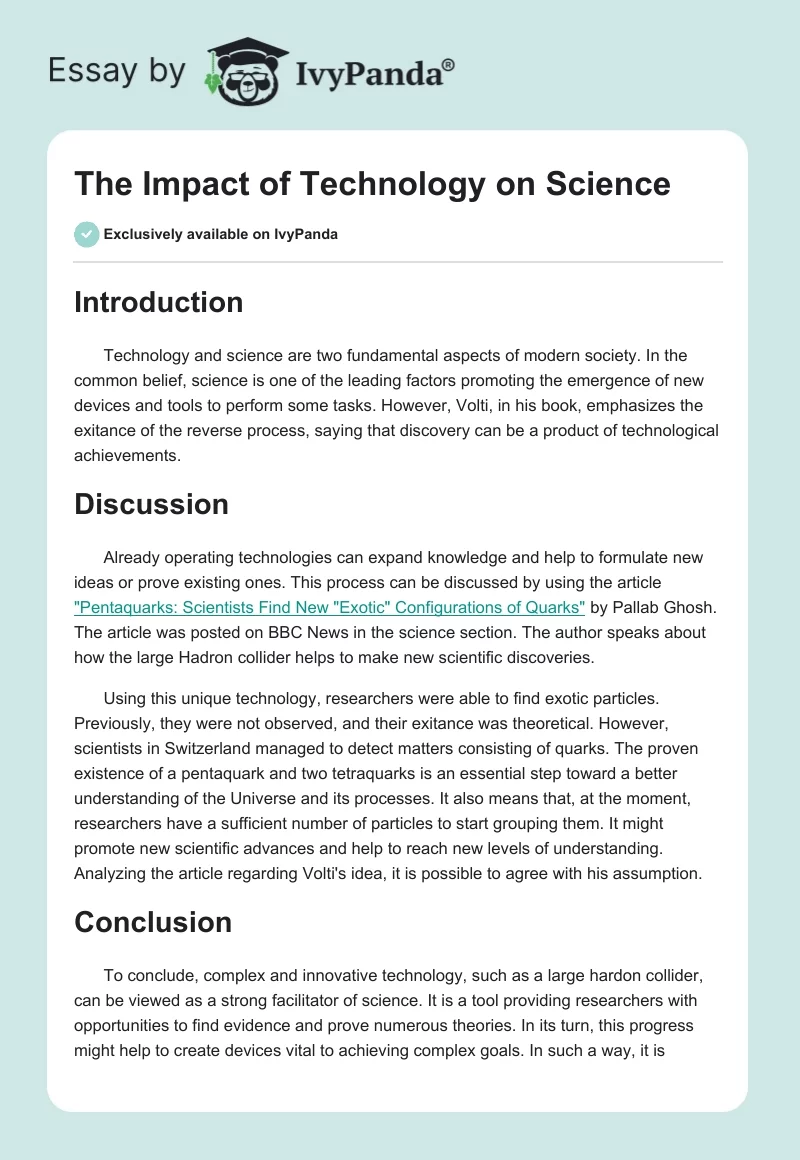 The Impact of Technology on Science. Page 1