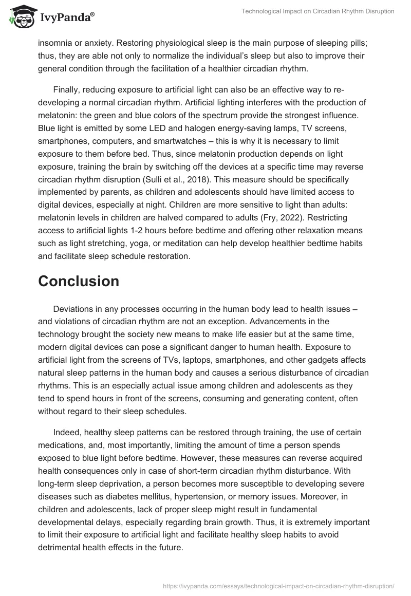 Technological Impact on Circadian Rhythm Disruption. Page 4