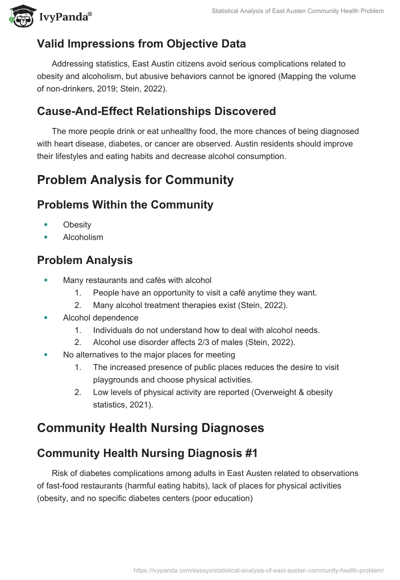 Statistical Analysis of East Austen Community Health Problem. Page 3