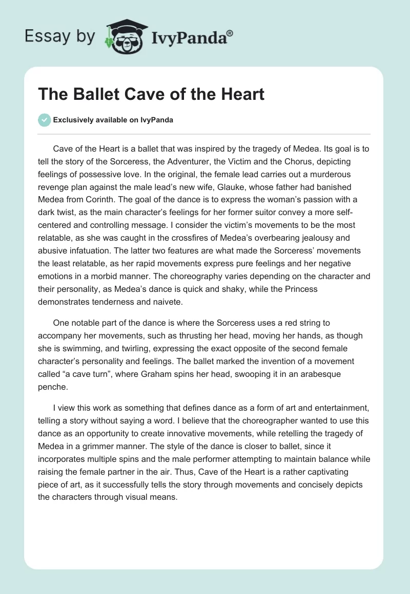 The Ballet "Cave of the Heart". Page 1