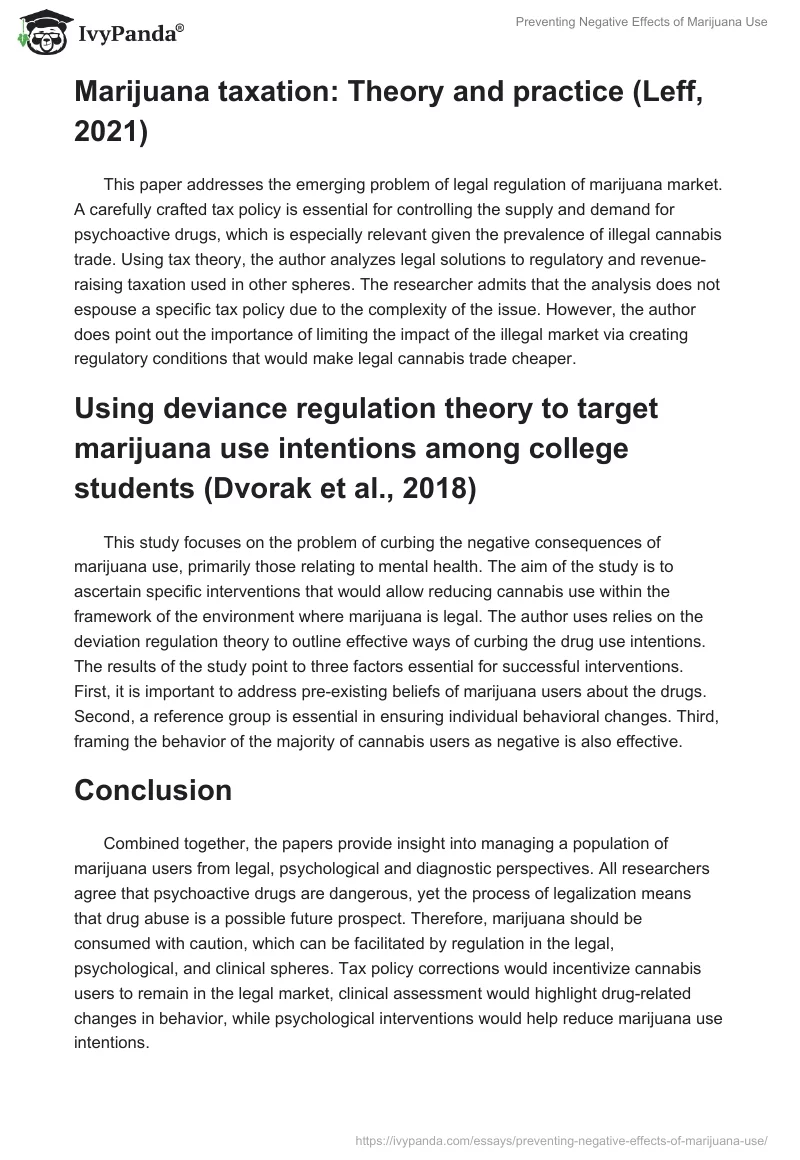 Preventing Negative Effects of Marijuana Use. Page 2