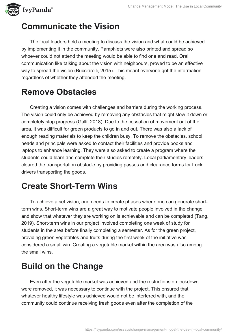 Change Management Model: The Use in Local Community. Page 2