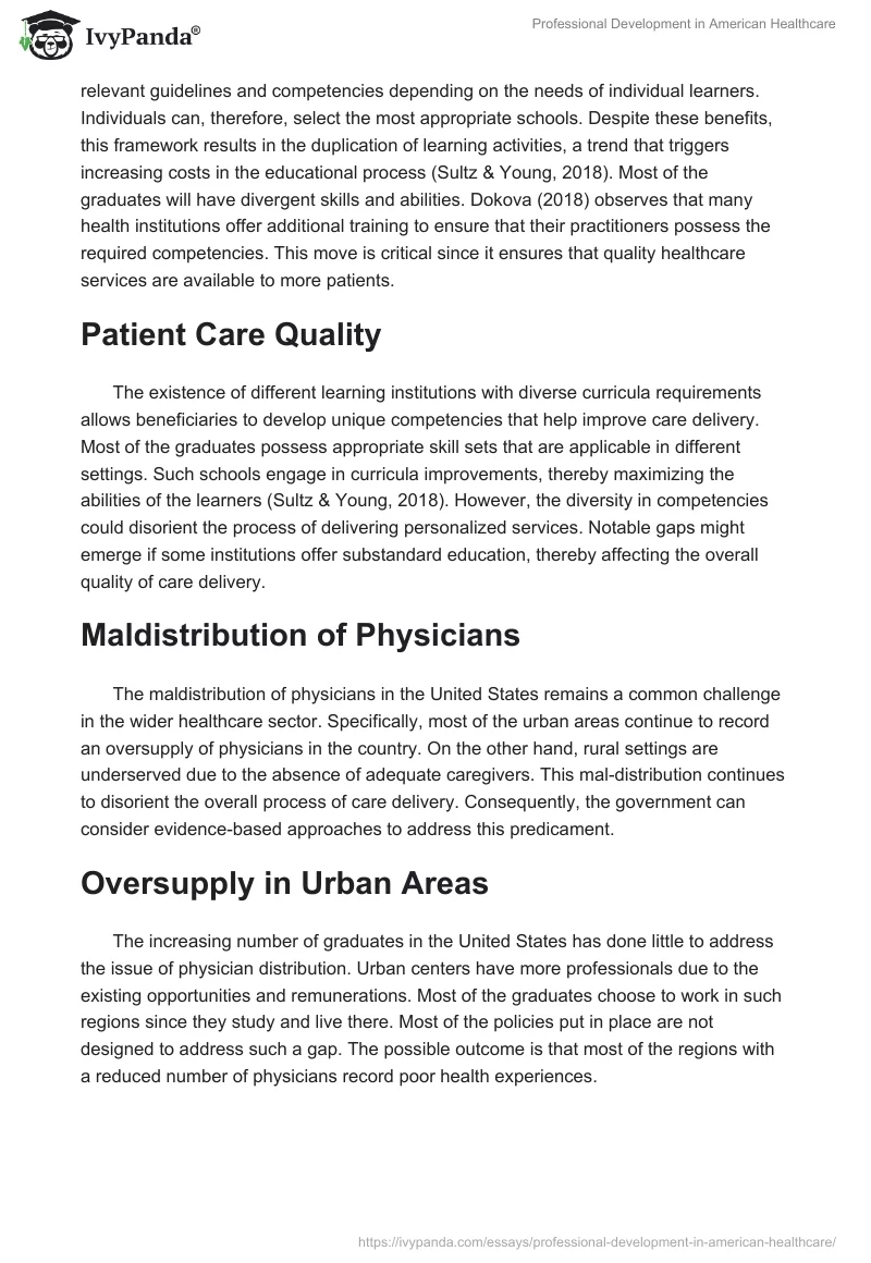 Professional Development in American Healthcare. Page 2