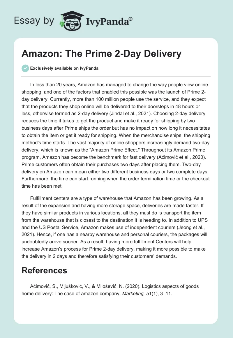 Amazon: The Prime 2-Day Delivery. Page 1