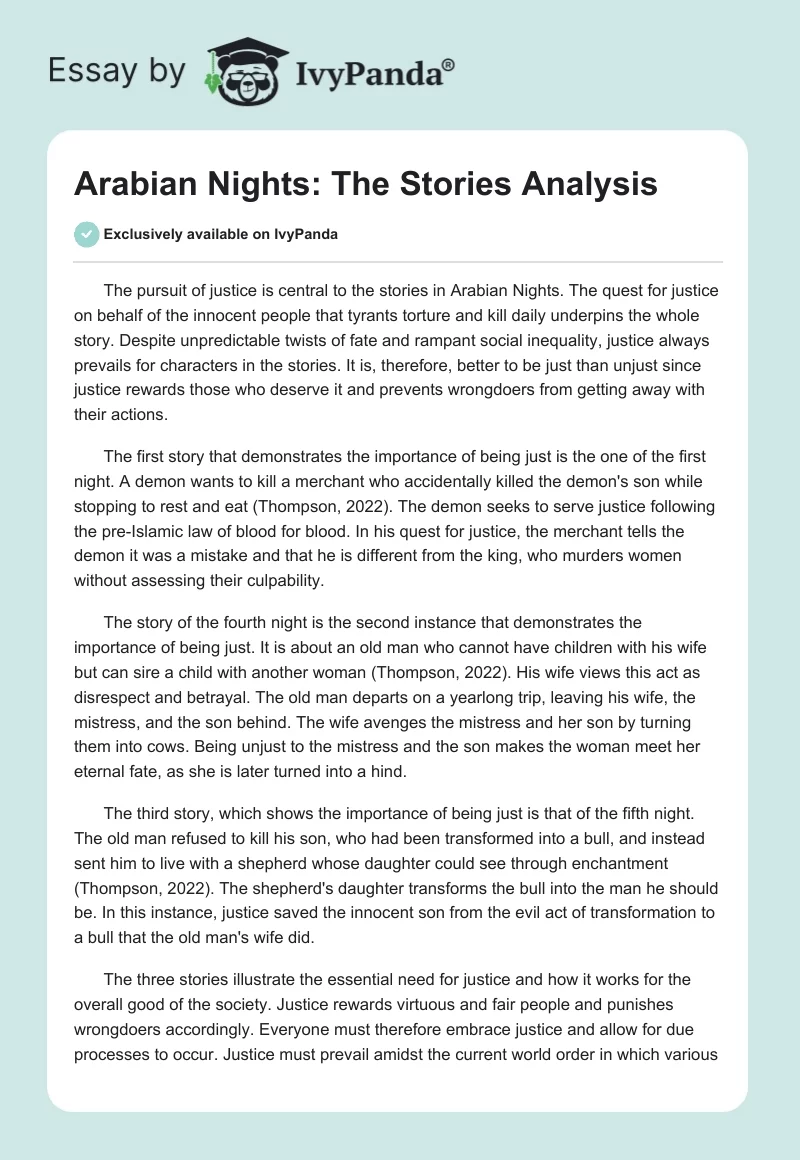 Arabian Nights: The Stories Analysis. Page 1