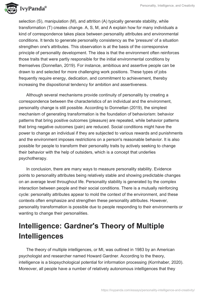 Personality, Intelligence, and Creativity. Page 3