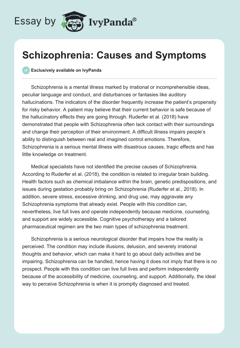 Schizophrenia: Causes and Symptoms. Page 1