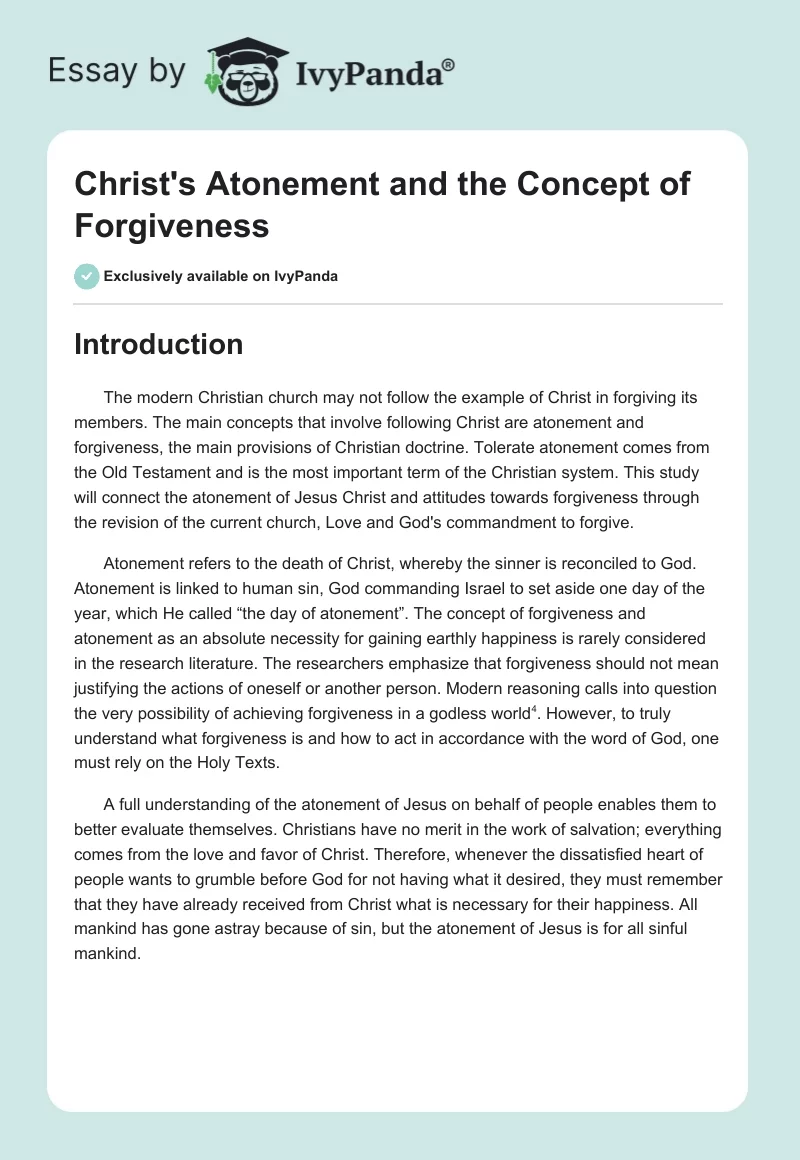 Christ's Atonement and the Concept of Forgiveness. Page 1