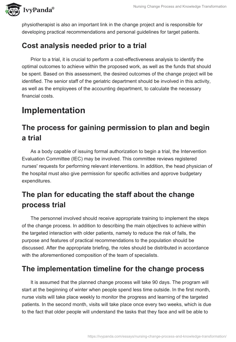Nursing Change Process and Knowledge Transformation. Page 4